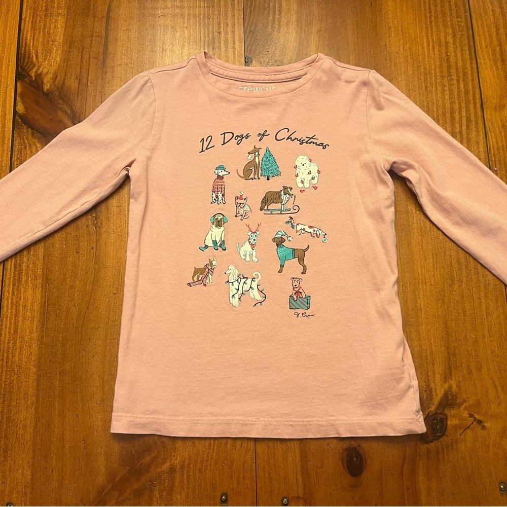 Crewcuts Light Pink '12 “Dog” Days of Christmas' Long Sleeve Tee